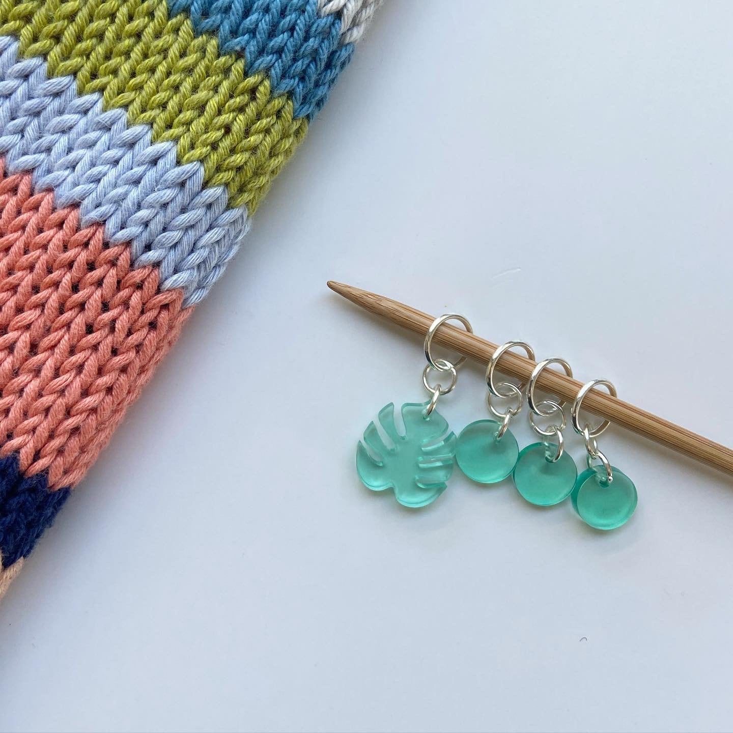Monstera Resin Stitch Markers | Set of 4 | Ready to Ship