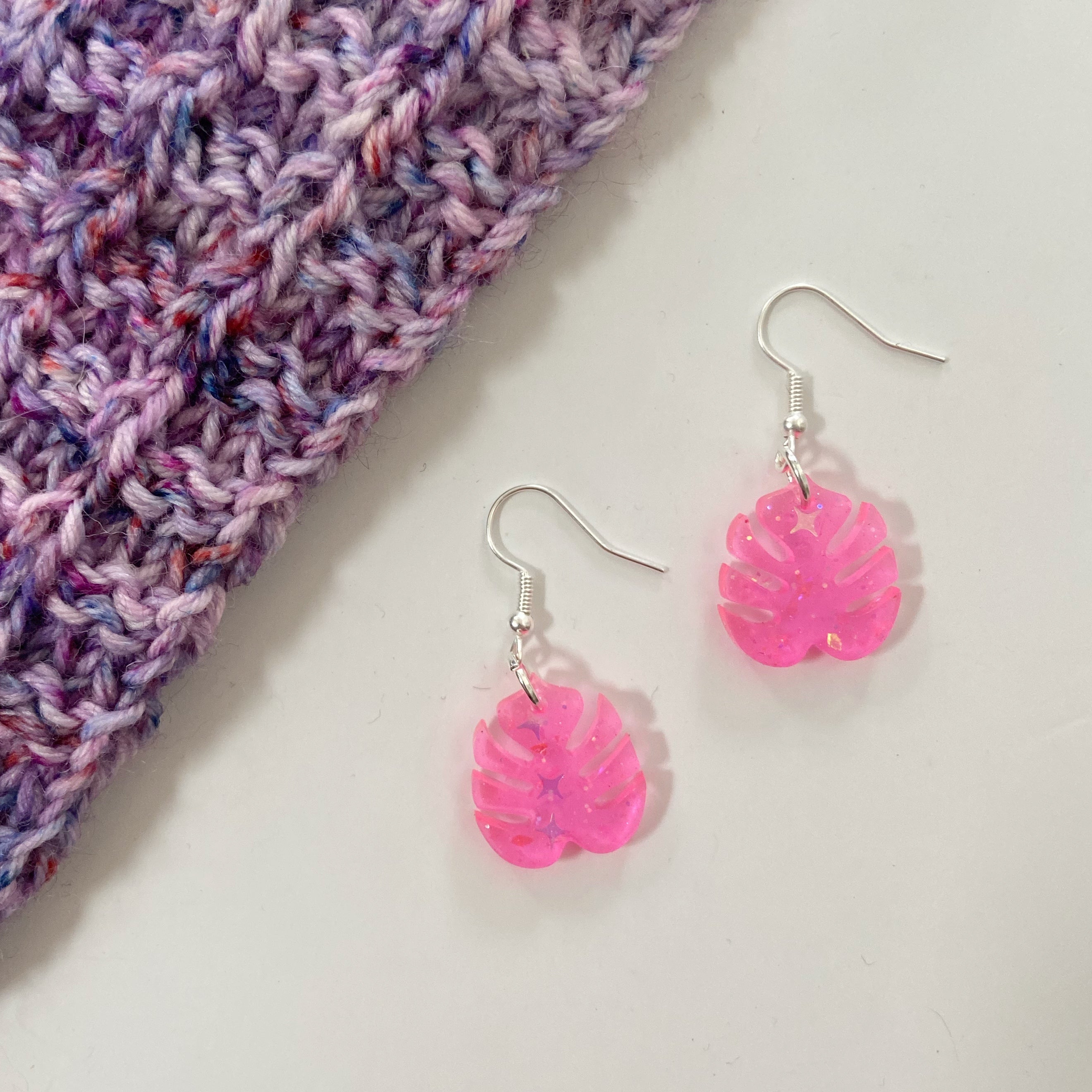 Elle Woods Mini-Monstera Earrings | Ready to Ship Resin