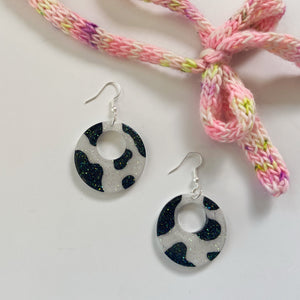 Sparkly Cow Print Resin Earrings | Ready to Ship